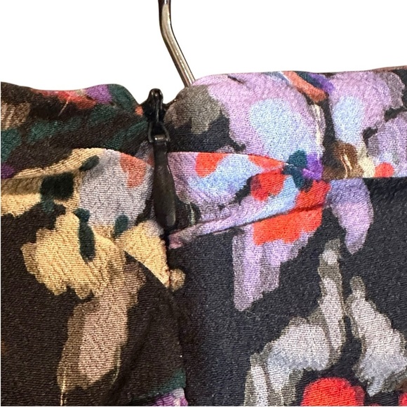 ZARA Floral And Black Print Mini Skirt Ruched Sides Women’s Size Small - Picture 8 of 10